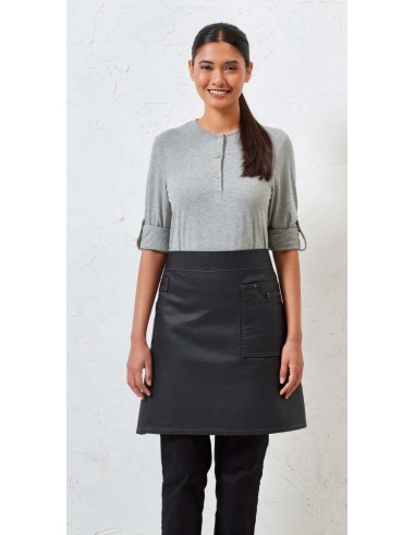P-PR135-Division Waxed Look Denim Waist Apron